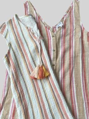 Tribal Jeans 2/$28 Sleeveless Linen Blend Button Up/Cotton Guaze Tops-Sz-S